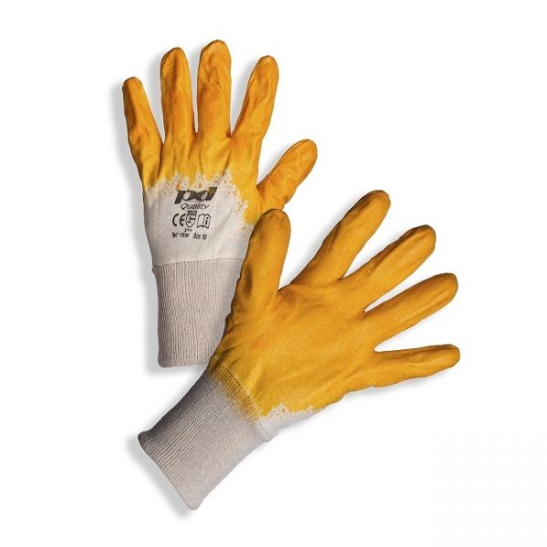 PD-YENI Bavlněné rukavice povrstvené žlutým nitrilem
